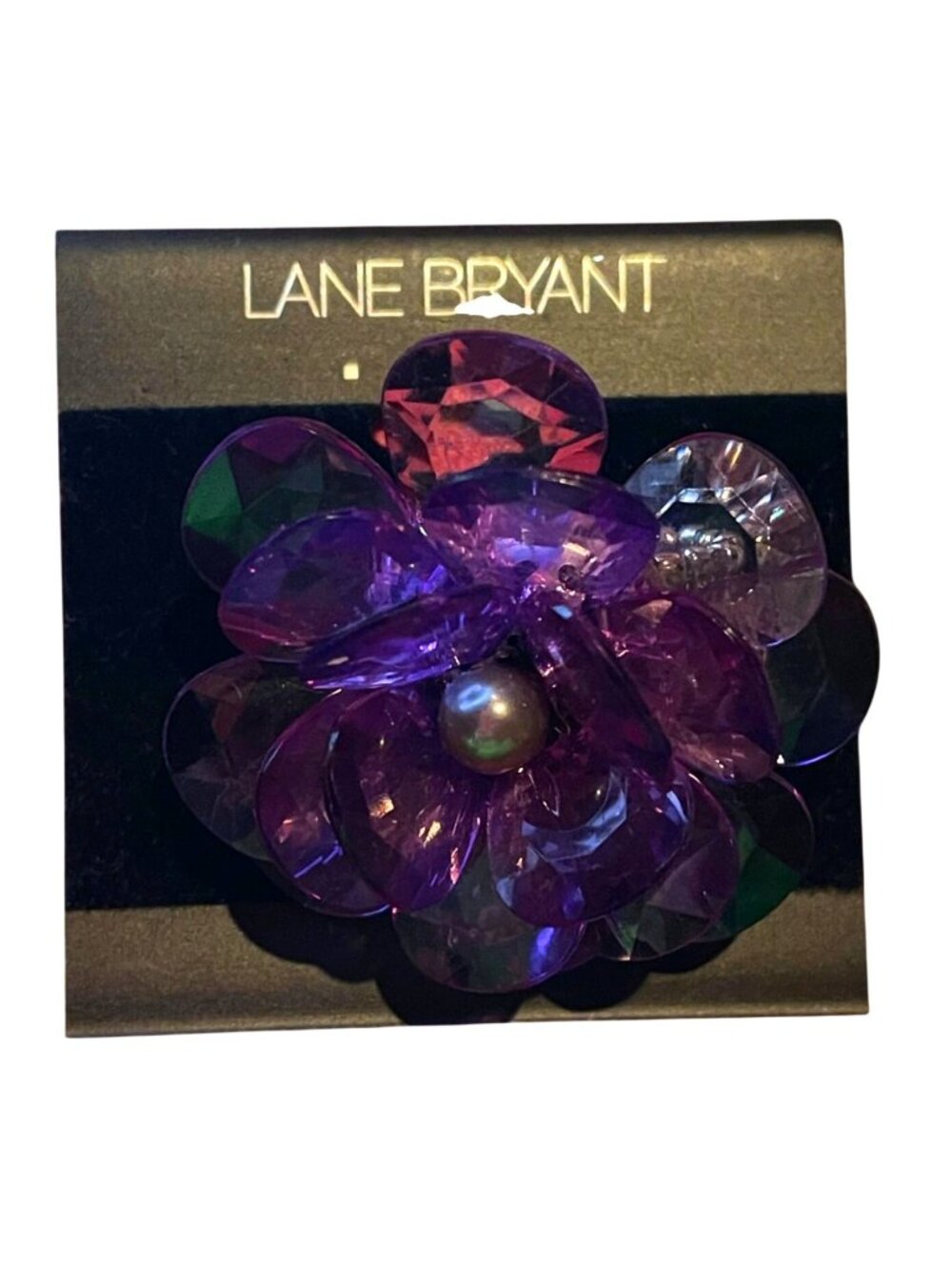 Lane Bryant Purple Flower Ring Adjustable Statement Ring Y2K Deadstock